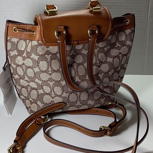 Coach Tan Leather-Trim Signature Canvas Backpack main image 8
